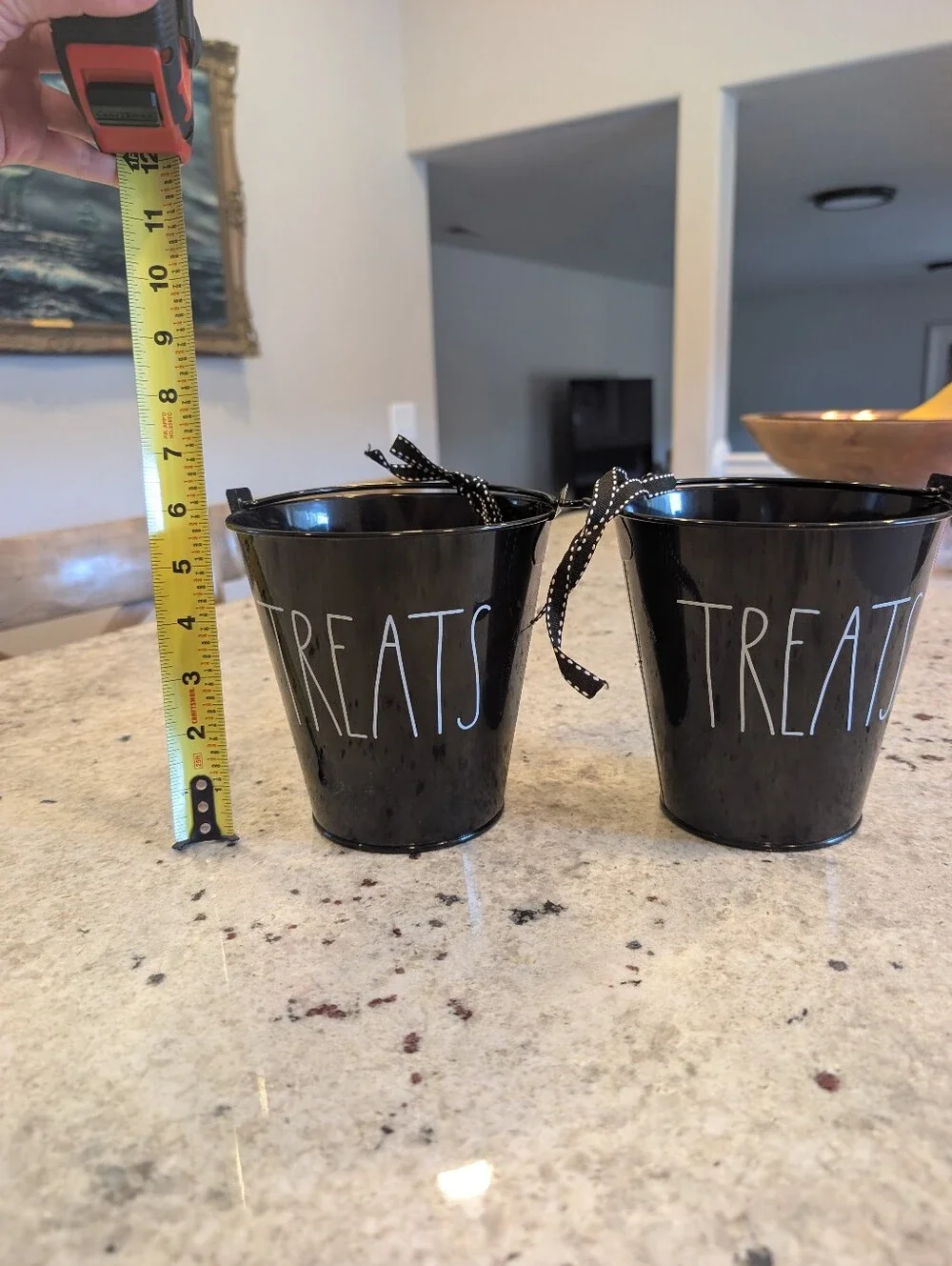 Rae Dunn Halloween Black Trick or Treat Tin Pails Treat Buckets Set of Two